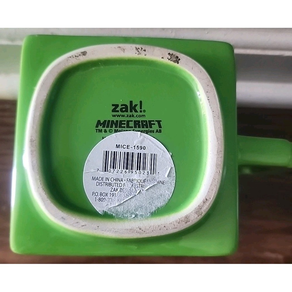 Minecraft Creeper Zak Square Ceramic Mug 8 oz Coffee Cup Mojang Jinx Green EUC - Picture 4 of 4